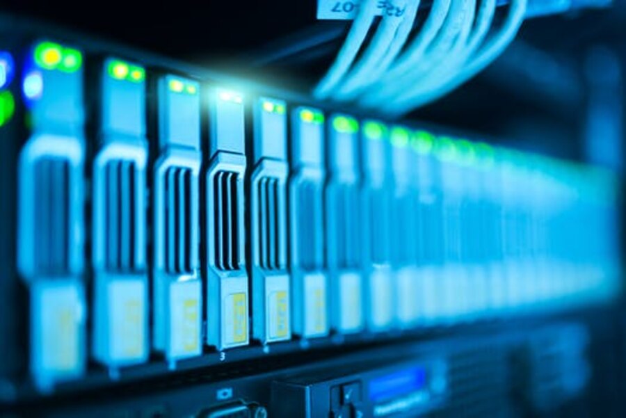 Server racks with network cabling